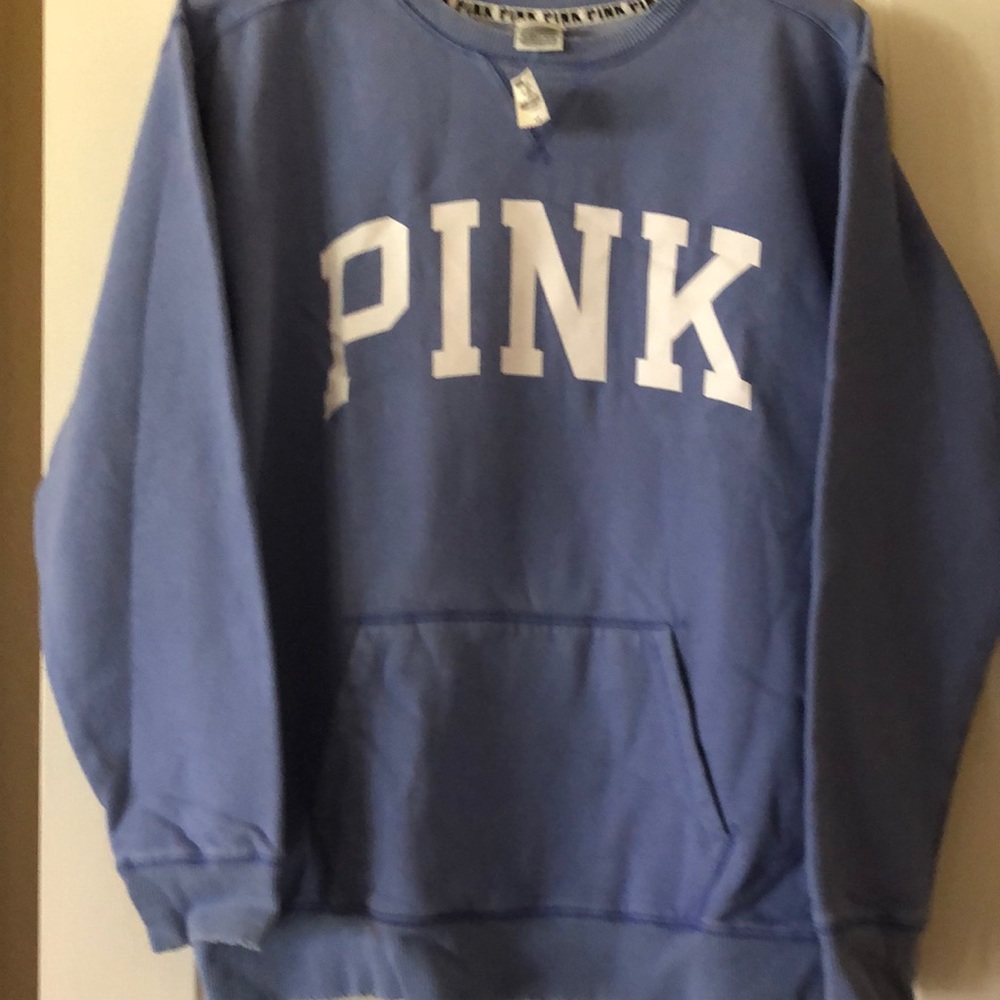NWT Victoria Secret PINK sweatshirt. Distressed neck, waistband and cuffs.